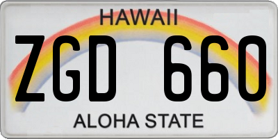 HI license plate ZGD660