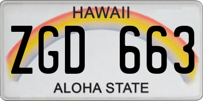 HI license plate ZGD663