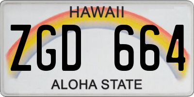 HI license plate ZGD664