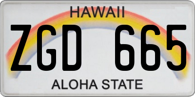 HI license plate ZGD665