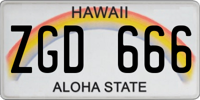 HI license plate ZGD666