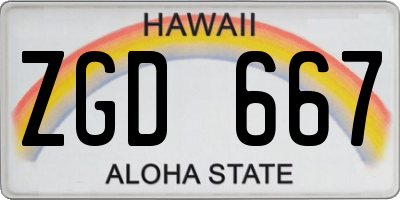 HI license plate ZGD667