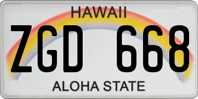 HI license plate ZGD668