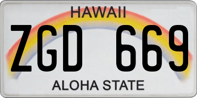 HI license plate ZGD669