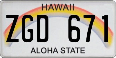 HI license plate ZGD671