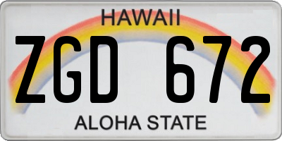HI license plate ZGD672