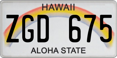 HI license plate ZGD675