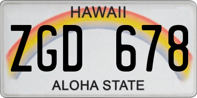 HI license plate ZGD678