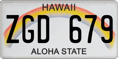 HI license plate ZGD679