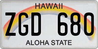 HI license plate ZGD680