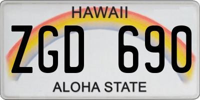 HI license plate ZGD690
