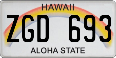 HI license plate ZGD693