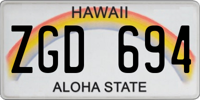 HI license plate ZGD694