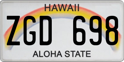 HI license plate ZGD698
