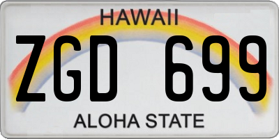 HI license plate ZGD699