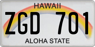 HI license plate ZGD701