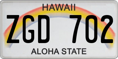 HI license plate ZGD702