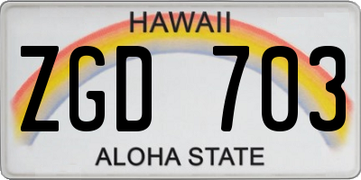 HI license plate ZGD703