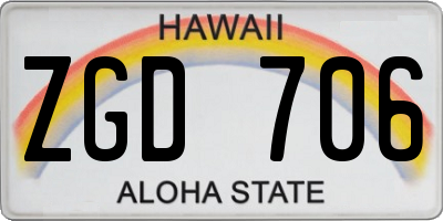 HI license plate ZGD706