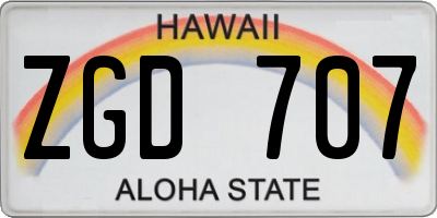 HI license plate ZGD707