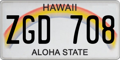 HI license plate ZGD708