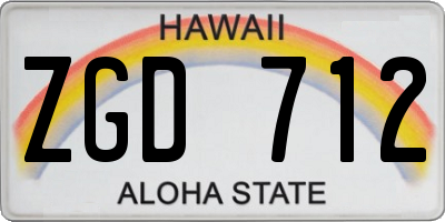 HI license plate ZGD712