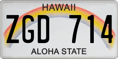 HI license plate ZGD714