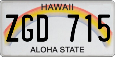 HI license plate ZGD715