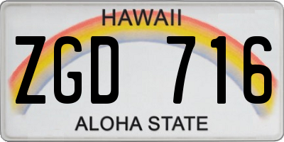 HI license plate ZGD716