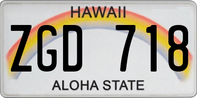 HI license plate ZGD718