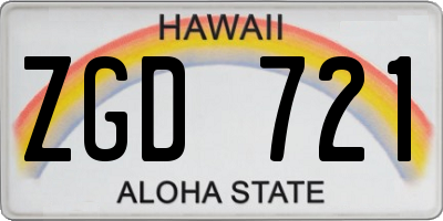 HI license plate ZGD721