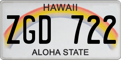 HI license plate ZGD722
