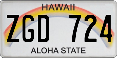 HI license plate ZGD724