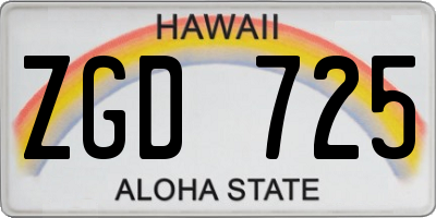 HI license plate ZGD725