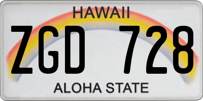 HI license plate ZGD728
