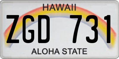 HI license plate ZGD731