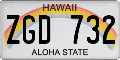 HI license plate ZGD732