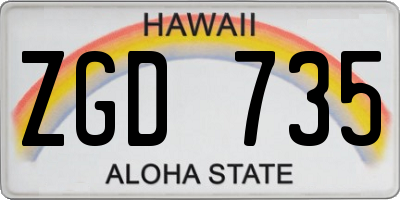 HI license plate ZGD735