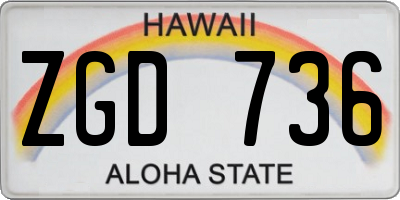 HI license plate ZGD736