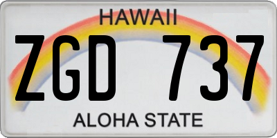 HI license plate ZGD737