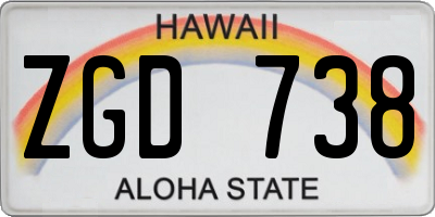 HI license plate ZGD738