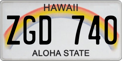 HI license plate ZGD740