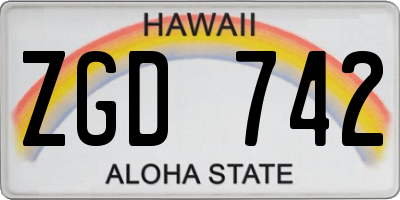 HI license plate ZGD742