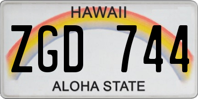 HI license plate ZGD744