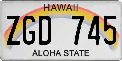 HI license plate ZGD745
