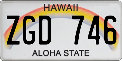 HI license plate ZGD746