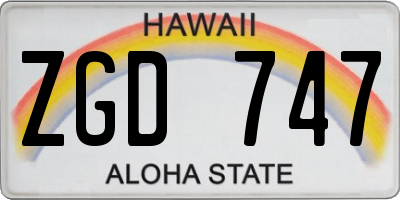 HI license plate ZGD747