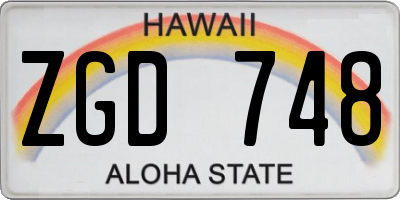 HI license plate ZGD748