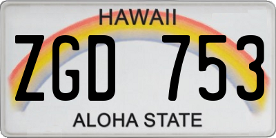 HI license plate ZGD753