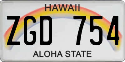HI license plate ZGD754
